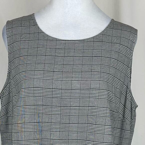 J Jill Black White Pleated Plaid Academia Office Career Top NWOT Size L - Picture 3 of 11